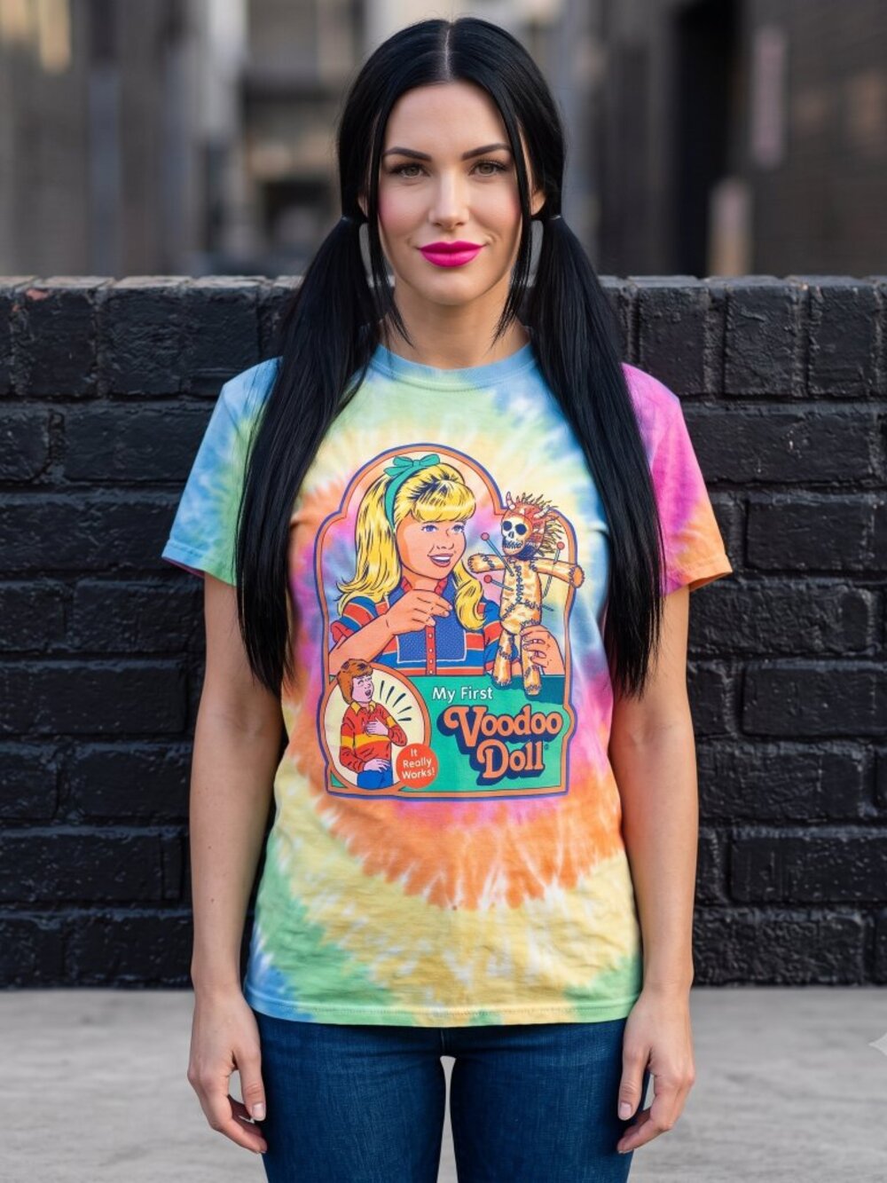 Voodoo Doll Size Small Tie Dye Tank Black Tee Shirt T-Shirt Steven Rhodes